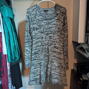 Ultra Flirt Black and White Long Sleeve Dress